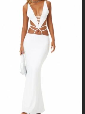 Strappy White Cutout Maxi Dress - Sleek Evening Gown